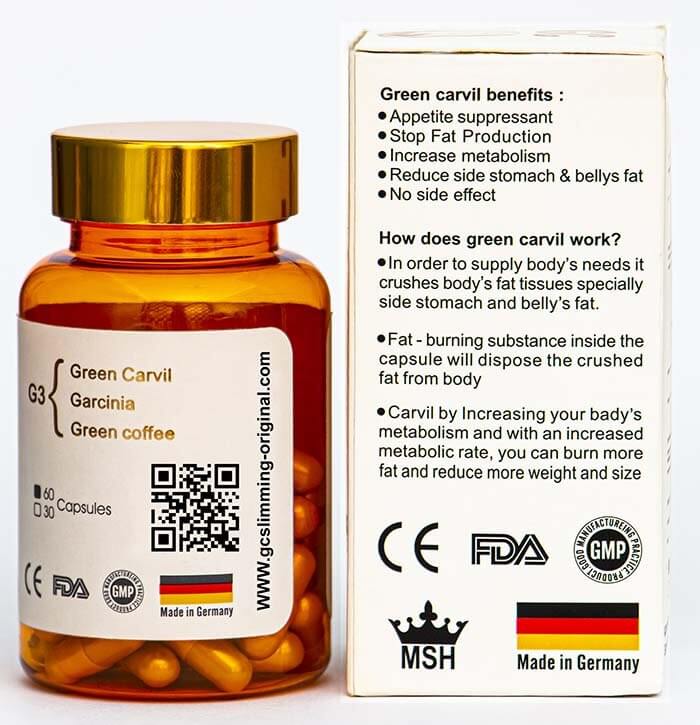 قرص لاغری Green Carvil | Herbal Slimming اورجینال